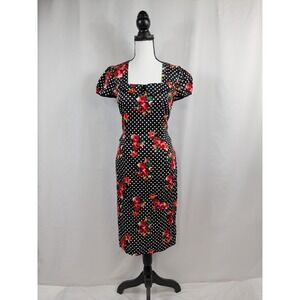 NEW Voodoo Vixen Swing Dress Large Pinup Retro Rockabilly Floral Polka Dot A123